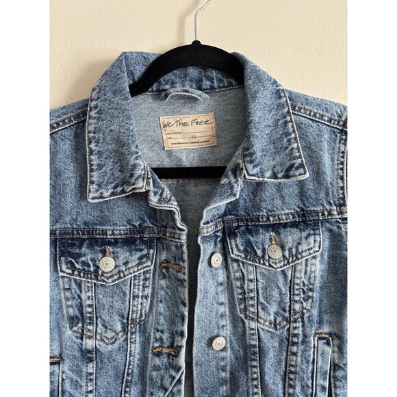 Free‎ People We the Free Rumors Denim Jacket Trucker Blue XS - Picture 2 of 7
